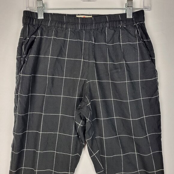 Marine Layer Pants Women's XS Black White Grid Pattern Plaid Cropped Pull-On - Picture 3 of 12